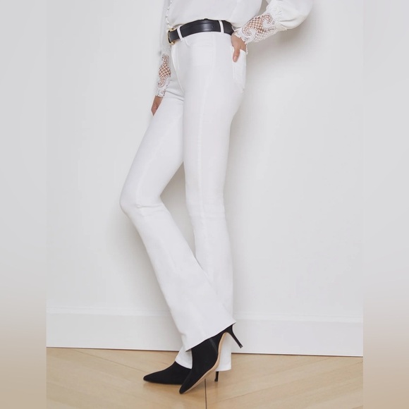 New L’Agence Selma High Rise Bootcut Jeans Blanc White Stretch Sz 25 - Picture 3 of 14